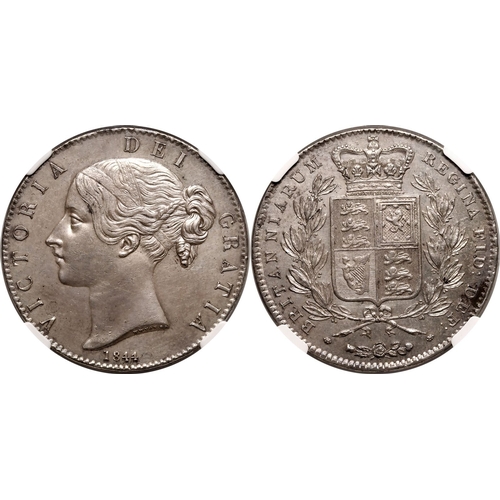 40 - UNITED KINGDOM. Victoria, 1837-1901. Silver crown, 1844. Royal Mint. Edge lettering with star stops.... 