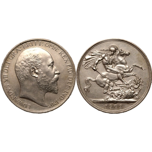 46 - UNITED KINGDOM. Edward VII, 1901-10. Silver crown, 1902. Royal Mint. Matte proof. Bare head right; D... 