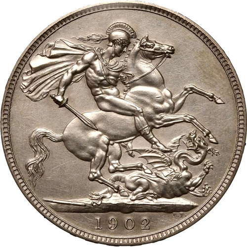 46 - UNITED KINGDOM. Edward VII, 1901-10. Silver crown, 1902. Royal Mint. Matte proof. Bare head right; D... 