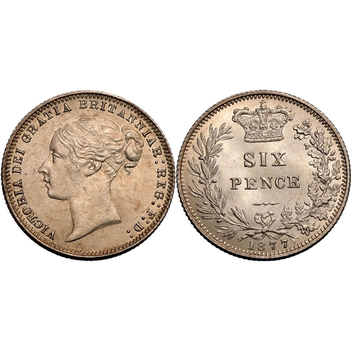 61 - UNITED KINGDOM. Victoria, 1837-1901. Silver sixpence, 1877. Royal Mint. Second young head of Queen V... 