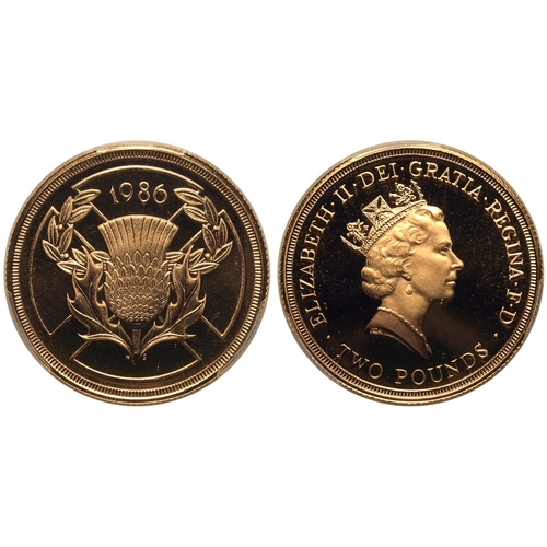 101 - UNITED KINGDOM. Elizabeth II, 1952-2022. Gold 2 pounds, 1986. Royal Mint. Proof. Commemorating the X... 