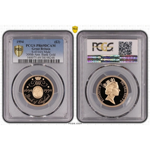 103 - UNITED KINGDOM. Elizabeth II, 1952-2022. Gold 2 pounds, 1994. Royal Mint. Proof Mule with Double Sov... 