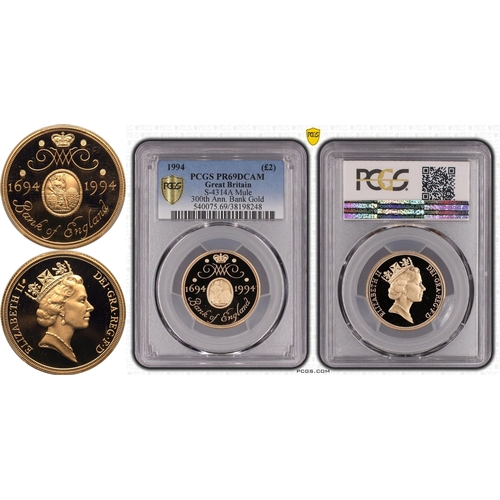 103 - UNITED KINGDOM. Elizabeth II, 1952-2022. Gold 2 pounds, 1994. Royal Mint. Proof Mule with Double Sov... 