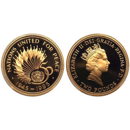 104 - UNITED KINGDOM. Elizabeth II, 1952-2022. Gold 2 pounds, 1995. Royal Mint. Proof. Commemorating the 5... 