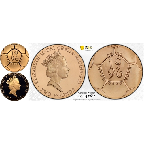 107 - UNITED KINGDOM. Elizabeth II, 1952-2022. Gold 2 pounds, 1996. Royal Mint. Proof on incorrect blank. ... 