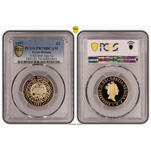 108 - UNITED KINGDOM. Elizabeth II, 1952-2022. Gold 2 pounds, 1997. Royal Mint. Proof. The "Technolog... 