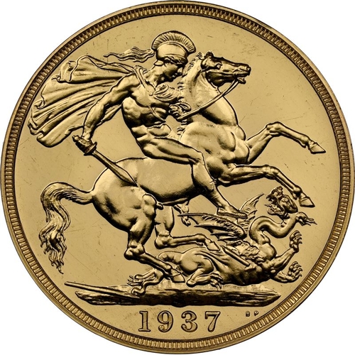 11A - UNITED KINGDOM. George VI, 1936-52. Gold 2 Pounds (Double Sovereign), 1937. Royal Mint. Proof. Bare ... 