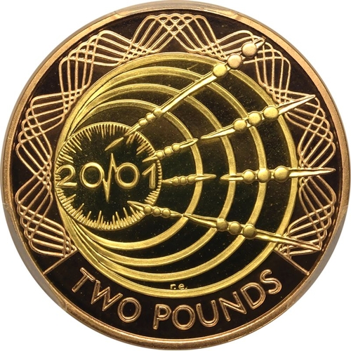 110 - UNITED KINGDOM. Elizabeth II, 1952-2022. Gold 2 pounds, 2001. Royal Mint. Proof. Commemorating the 1... 