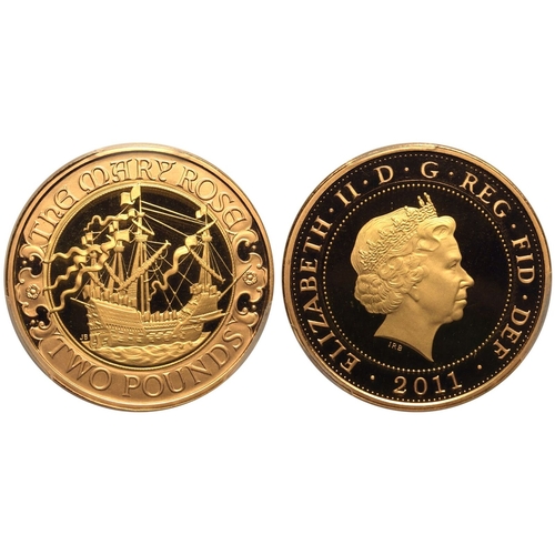 126 - UNITED KINGDOM. Elizabeth II, 1952-2022. Gold 2 pounds, 2011. Royal Mint. Proof. Commemorating the 5... 