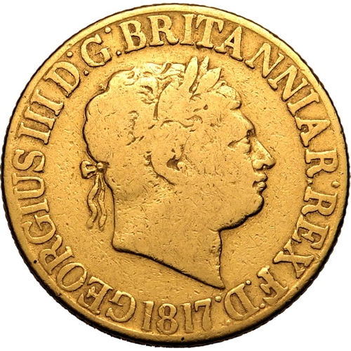 13 - UNITED KINGDOM. George III, 1760-1820. Gold Sovereign, 1817. London. Laureate head right; date in ex... 