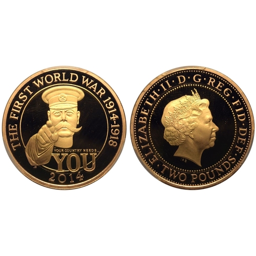 134 - UNITED KINGDOM. Elizabeth II, 1952-2022. Gold 2 pounds, 2014. Royal Mint. Proof. Commemorating the 1... 