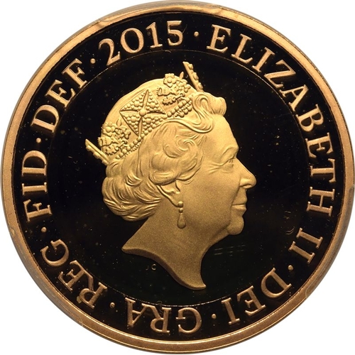 135 - UNITED KINGDOM. Elizabeth II, 1952-2022. Gold 2 pounds, 2015. Royal Mint. Proof. Since 2015 the defi... 