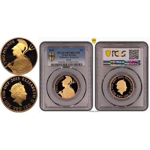 135 - UNITED KINGDOM. Elizabeth II, 1952-2022. Gold 2 pounds, 2015. Royal Mint. Proof. Since 2015 the defi... 