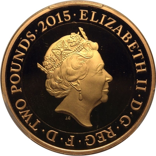 136 - UNITED KINGDOM. Elizabeth II, 1952-2022. Gold 2 Pounds, 2015. Royal Mint. Proof. Commemorates the 80... 