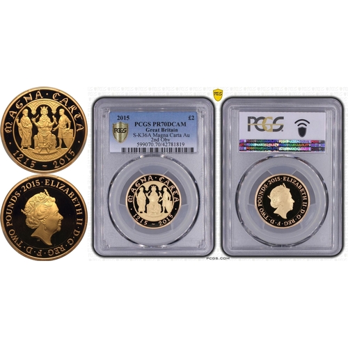 136 - UNITED KINGDOM. Elizabeth II, 1952-2022. Gold 2 Pounds, 2015. Royal Mint. Proof. Commemorates the 80... 
