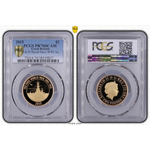 137 - UNITED KINGDOM. Elizabeth II, 1952-2022. Gold 2 Pounds, 2015. Royal Mint. Proof. Commemorating the 1... 