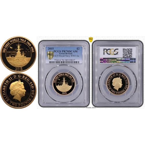 137 - UNITED KINGDOM. Elizabeth II, 1952-2022. Gold 2 Pounds, 2015. Royal Mint. Proof. Commemorating the 1... 