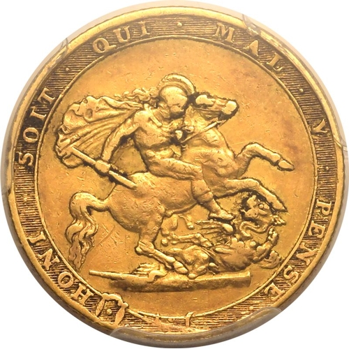 14 - UNITED KINGDOM. George III, 1760-1820. Gold Sovereign, 1818. London. Ascending colon. Laureate head ... 