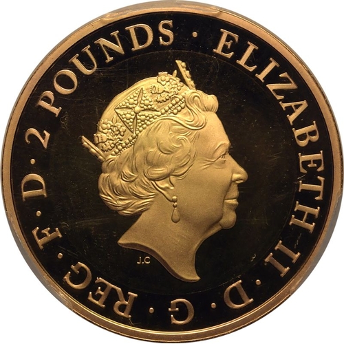 140 - UNITED KINGDOM. Elizabeth II, 1952-2022. Gold 2 Pounds, 2016. Royal Mint. Proof. Commemorating the 4... 