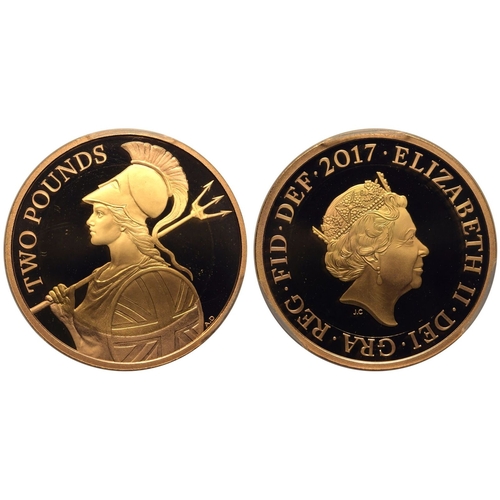 142 - UNITED KINGDOM. Elizabeth II, 1952-2022. Gold 2 pounds, 2017. Royal Mint. Proof. Since 2015 the defi... 