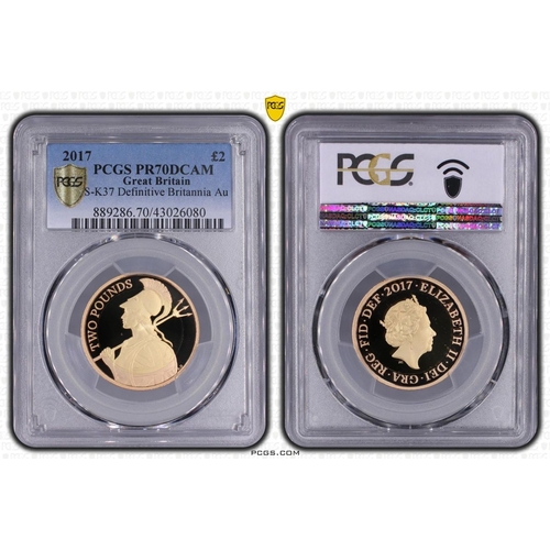 142 - UNITED KINGDOM. Elizabeth II, 1952-2022. Gold 2 pounds, 2017. Royal Mint. Proof. Since 2015 the defi... 