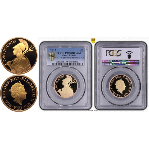 142 - UNITED KINGDOM. Elizabeth II, 1952-2022. Gold 2 pounds, 2017. Royal Mint. Proof. Since 2015 the defi... 