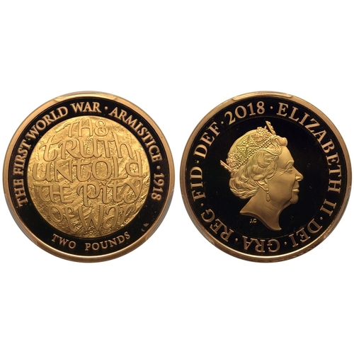 144 - UNITED KINGDOM. Elizabeth II, 1952-2022. Gold 2 pounds, 2018. Royal Mint. Proof. Commemorating the 1... 