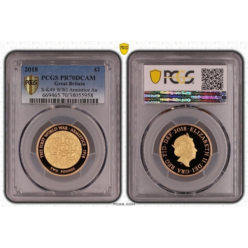 144 - UNITED KINGDOM. Elizabeth II, 1952-2022. Gold 2 pounds, 2018. Royal Mint. Proof. Commemorating the 1... 