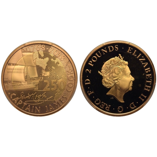 145 - UNITED KINGDOM. Elizabeth II, 1952-2022. Gold 2 Pounds, 2018. Royal Mint. Proof. Commemorating 250 y... 