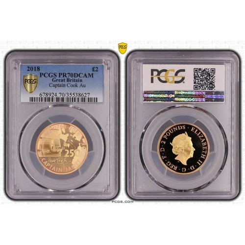 145 - UNITED KINGDOM. Elizabeth II, 1952-2022. Gold 2 Pounds, 2018. Royal Mint. Proof. Commemorating 250 y... 