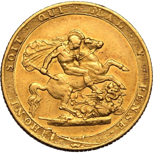 15 - UNITED KINGDOM. George III, 1760-1820. Gold Sovereign, 1820. London. Closed 2. Laureate head right; ... 