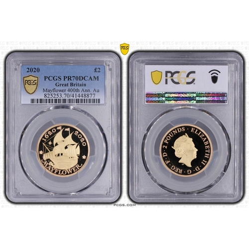 154 - UNITED KINGDOM. Elizabeth II, 1952-2022. Gold 2 Pounds, 2020. Royal Mint. Proof. Commemorating 400 y... 