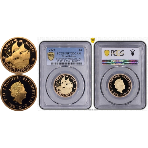 154 - UNITED KINGDOM. Elizabeth II, 1952-2022. Gold 2 Pounds, 2020. Royal Mint. Proof. Commemorating 400 y... 