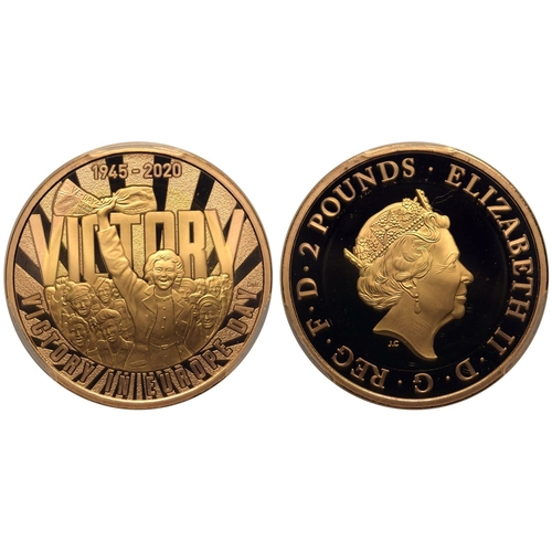 155 - UNITED KINGDOM. Elizabeth II, 1952-2022. Gold 2 pounds, 2020. Royal Mint. Proof. Celebrating 75 year... 