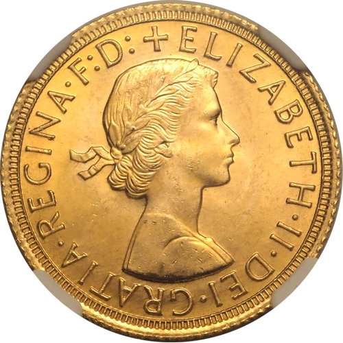 163 - UNITED KINGDOM. Elizabeth II, 1952-2022. Gold Sovereign, 1966. Royal Mint. First, laureate head of E... 