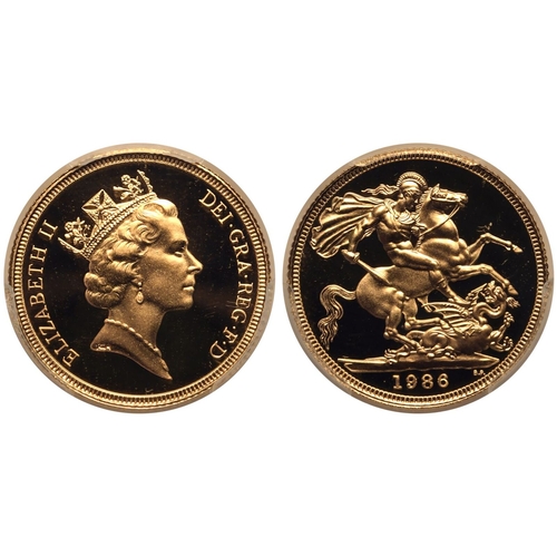 168 - UNITED KINGDOM. Elizabeth II, 1952-2022. Gold Sovereign, 1986. Royal Mint. Proof. Third crowned head... 