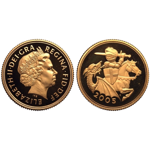 173 - UNITED KINGDOM. Elizabeth II, 1952-2022. Gold Sovereign, 2005. Royal Mint. Proof. In 2005, the Royal... 