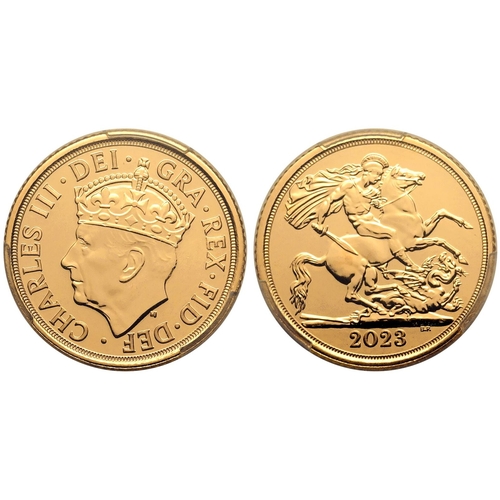 177 - UNITED KINGDOM. Charles III, 2022-. Gold Half-Sovereign, 2023. Royal Mint. To celebrate the Coronati... 