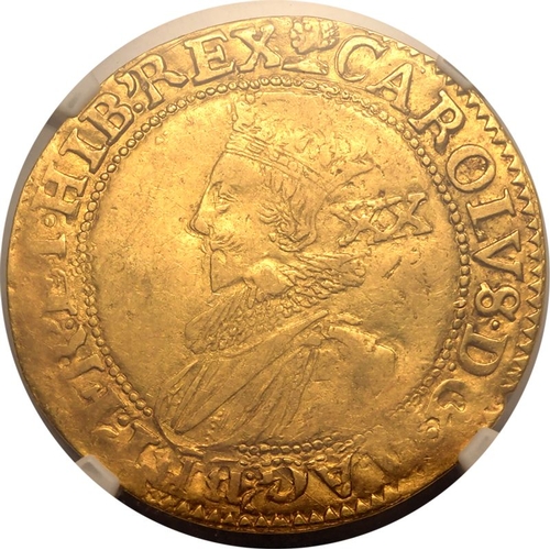 179 - ENGLAND. Charles I, 1625-49. Gold Unite, ND (1626-27). Tower Mint. Head 96. Second crowned bust of K... 