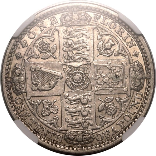 195 - UNITED KINGDOM. Victoria, 1837-1901. Silver florin, 1849. Royal Mint. Godless. Crowned 'Gothic' head... 