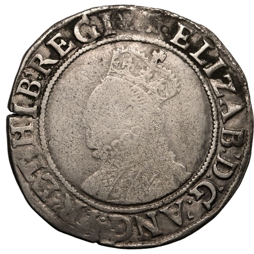 196 - ENGLAND. Elizabeth I, 1558-1603. Silver Shilling, ND (1582-1584). mm A 54. Crowned bust facing left,... 