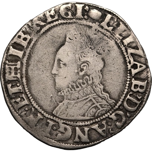 197 - ENGLAND. Elizabeth I, 1558-1603. Silver Shilling, ND (1592-1595). mm Tun 123. Crowned bust facing le... 