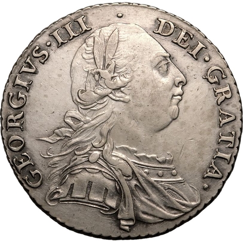 200 - GREAT BRITAIN. George III, 1760-1820. Silver Shilling, 1787. London. Without Hearts. Older laureate ... 