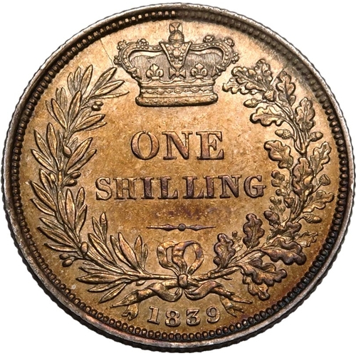 201 - UNITED KINGDOM. Victoria, 1837-1901. Silver Shilling, 1839. Royal Mint. No WW. First, young head of ... 