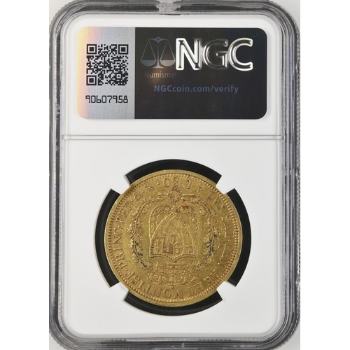 207 - ITALY. SARDINIA. Gold 80 lire (80), 1827 L. Carlo Felice. In secure plastic holder, graded NGC AU 58... 