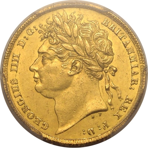 21 - UNITED KINGDOM. George IV, 1820-30. Gold Sovereign, 1825. London. Laureate head. Laureate head left;... 