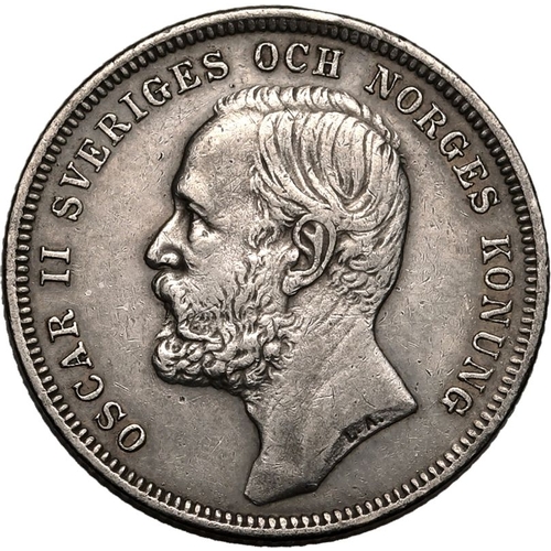 216 - SWEDEN. Oscar II, 1872-1907. Silver 1 Krona, 1890 EB. Stockholm. Obv.: OSCAR II SVERIGES OCH NORGES ... 