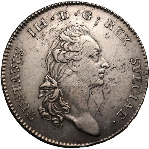 218 - SWEDEN. Gustav III, 1771-92. Silver Riksdaler, 1790 OL. Stockholm. Obv.: GUSTAVUS III·D·G&... 