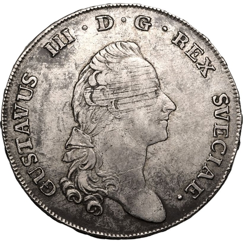 219 - SWEDEN. Gustav III, 1771-92. Silver Riksdaler, 1792 OL. Stockholm. Obv.: GUSTAVUS III·D·G&... 