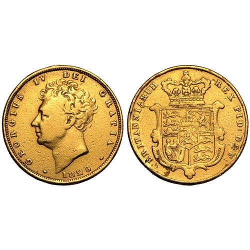 22 - UNITED KINGDOM. George IV, 1820-30. Gold Sovereign, 1825. London. Bare head. Bare head left; date be... 